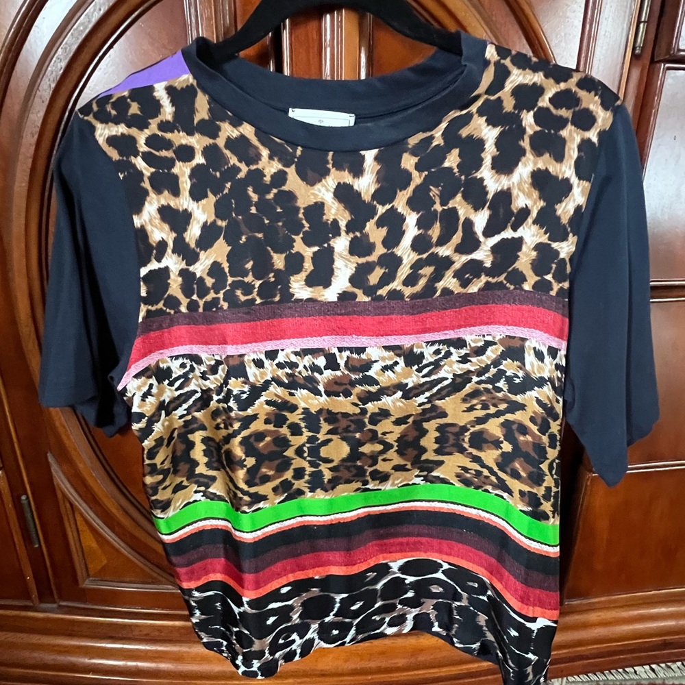 Leopard Print T-Shirt with Stripes